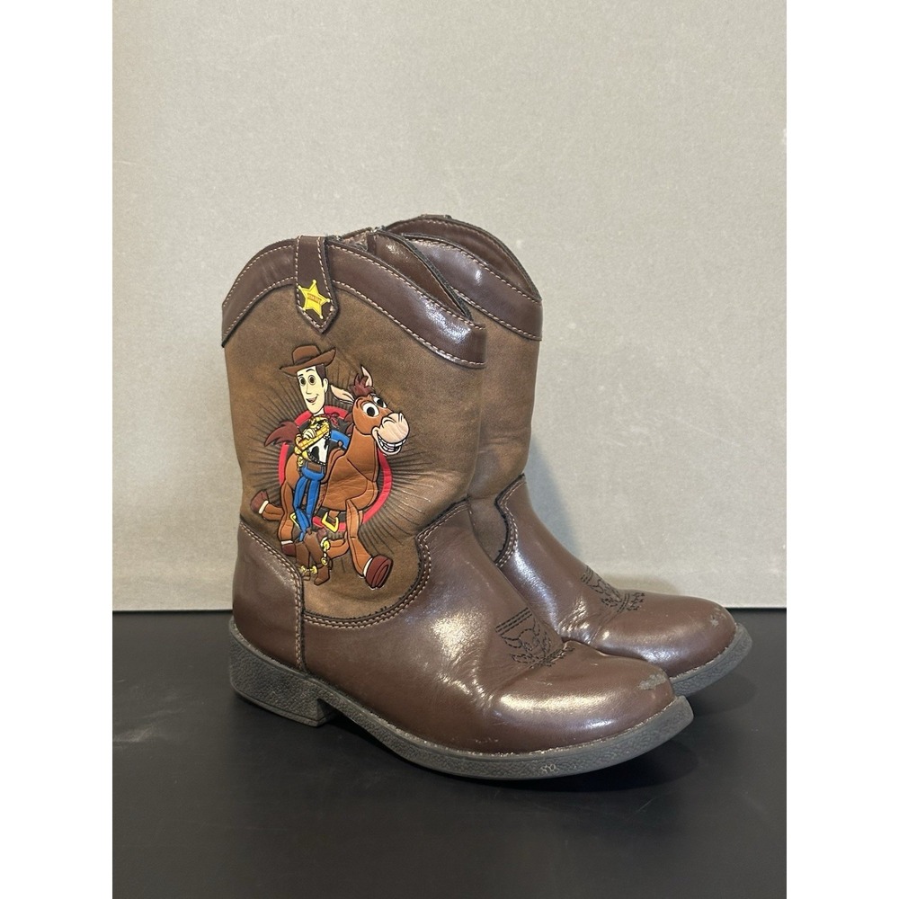 Disney Toy Story Woody Cowboy Boots Brown Kids 12 Side Zip Bullseye‎ Western